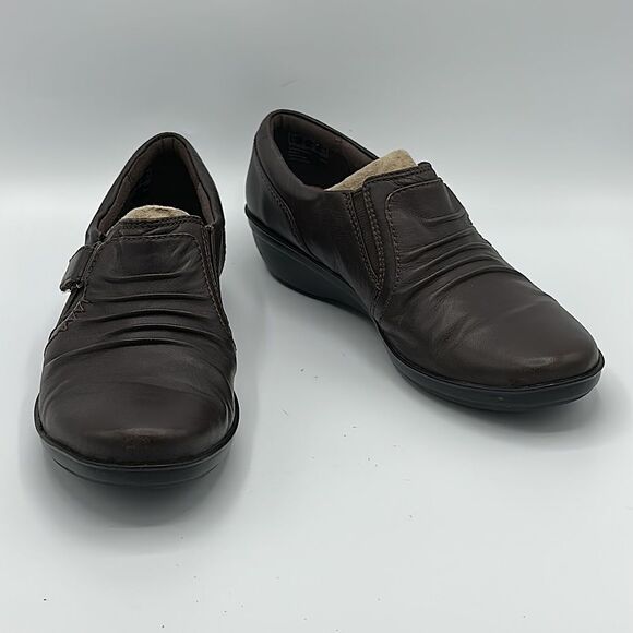 Clarks Size 7M Everlay Brown Coda Dark Leather Slip On - Picture 4 of 15